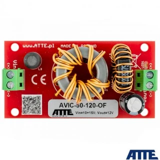 ATTE AVIC-50-120-OF izolowany moduł do zasilania rejestratora 12V, 4A przetwornica DC/DC stabilizująca napięcie z 10...15VDC na 12VDC, 4A