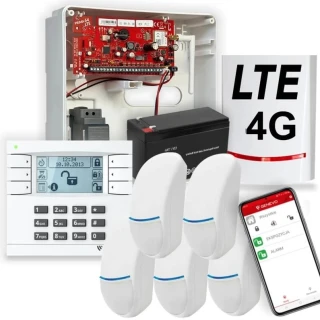 Zestaw GENEVO PRiMA64 LTE BOX  centrala alarmowa LCD obudowa antena akumulator sygnalizator czujniki